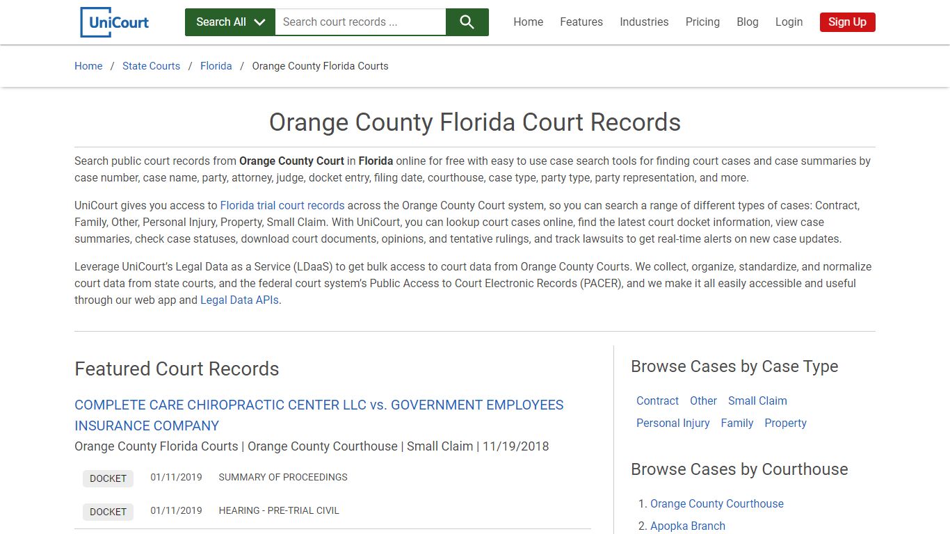 Orange County Florida Court Records | Florida | UniCourt